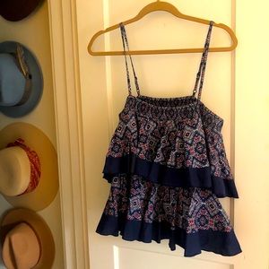 Anthropologie layered boho flowy sleeveless top